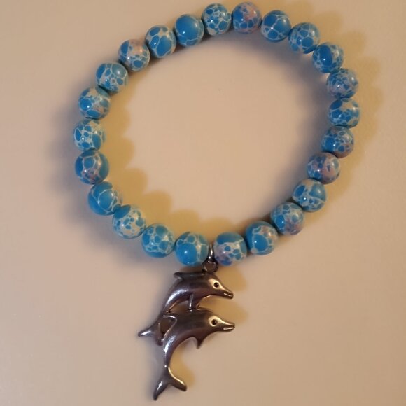 Larimar "Dolphin Stone" Bracelet - Ocean Energy, Peace & Joy - Picture 1 of 3
